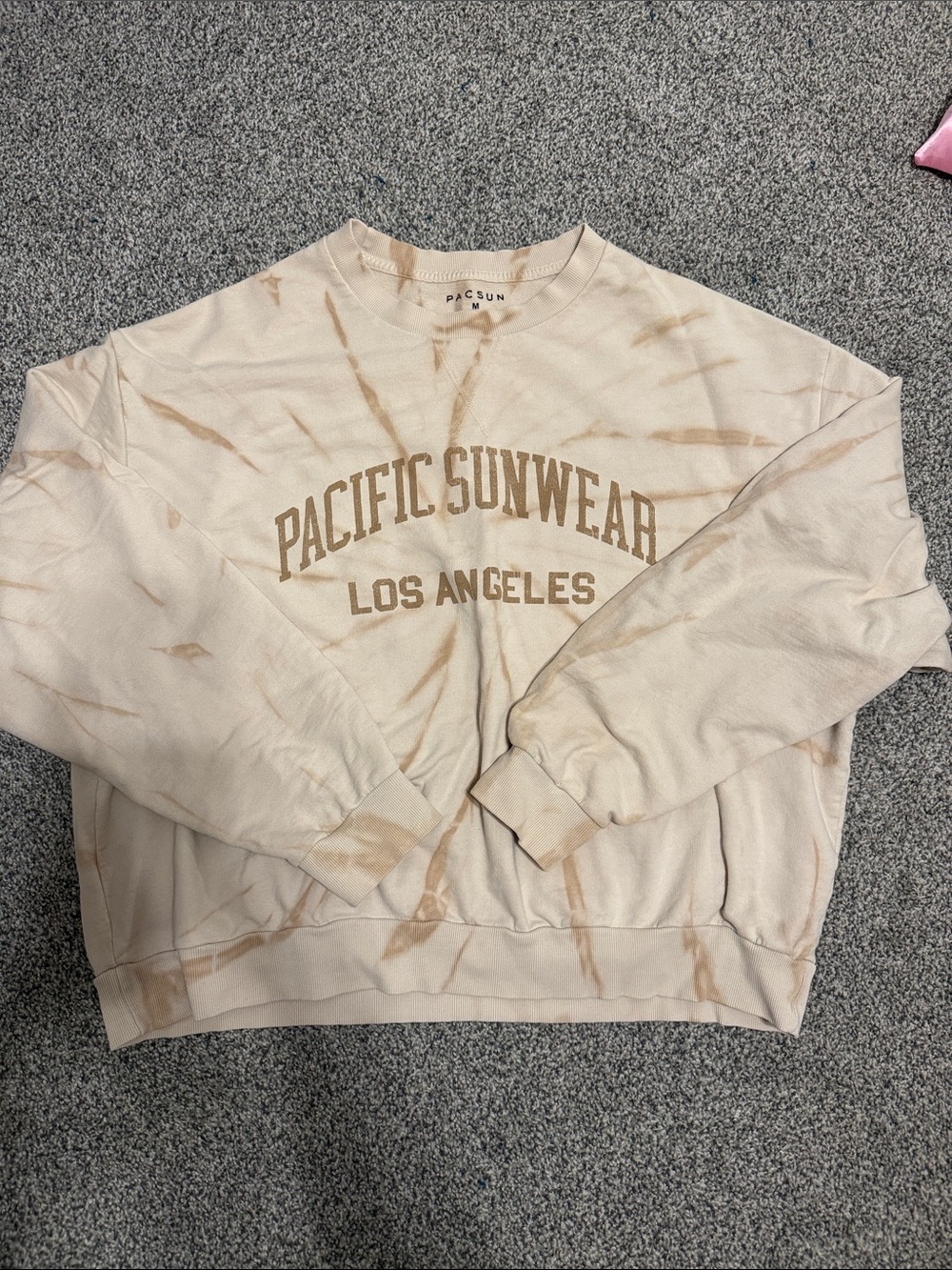 PacSun Beige Tie-Dye 'Pacific Sunwear Los Angeles' Crewneck